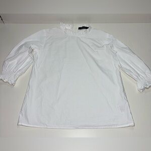 Gucci White Ruffled Heavy Cotton Poplin Blouse